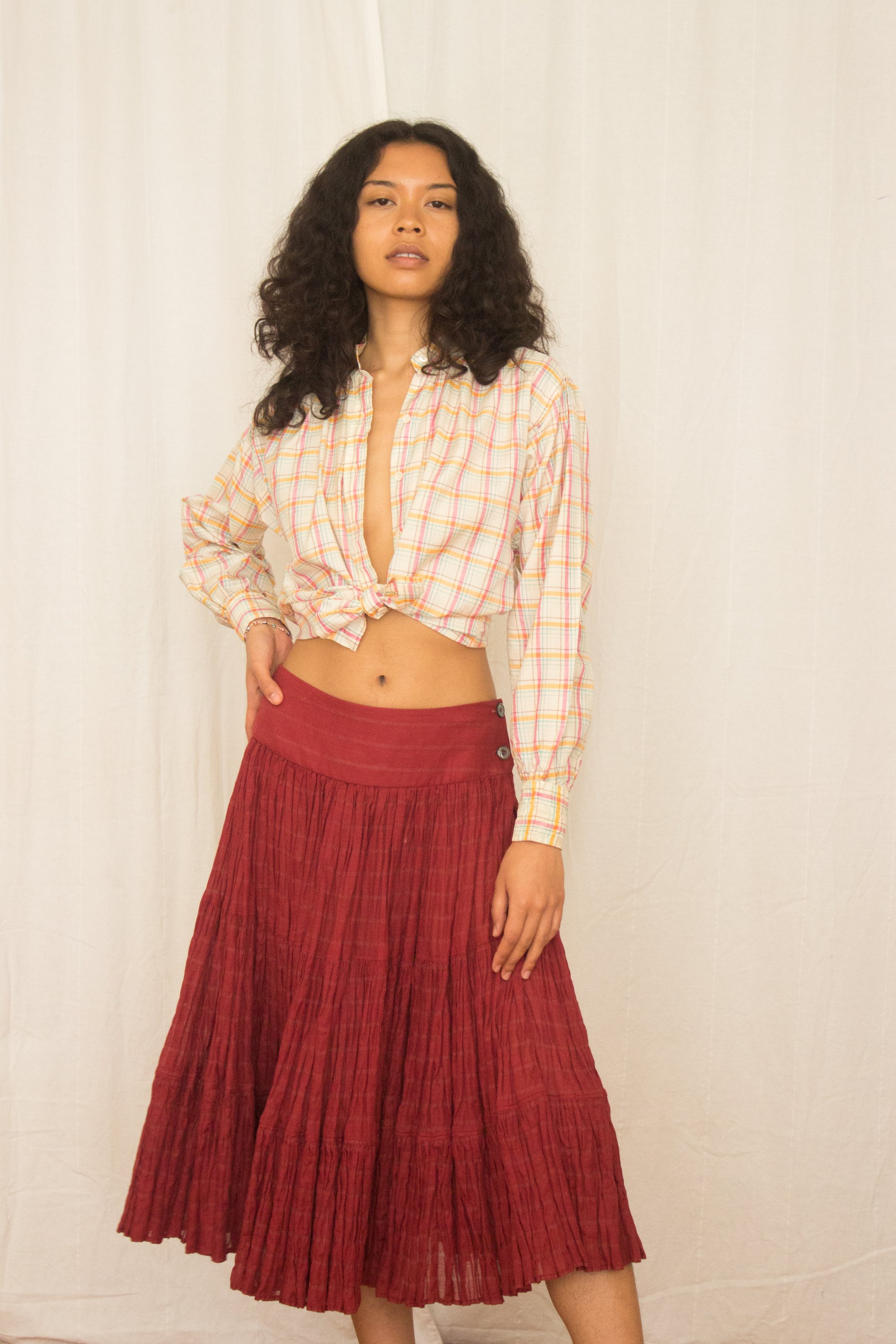 1990s Issey Miyake Smocked Cotton Skirt — Wayward Collection